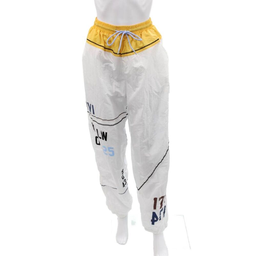 Yllw Unisex Adults White Colorblock Jogger Pants 100% Nylon Size XS